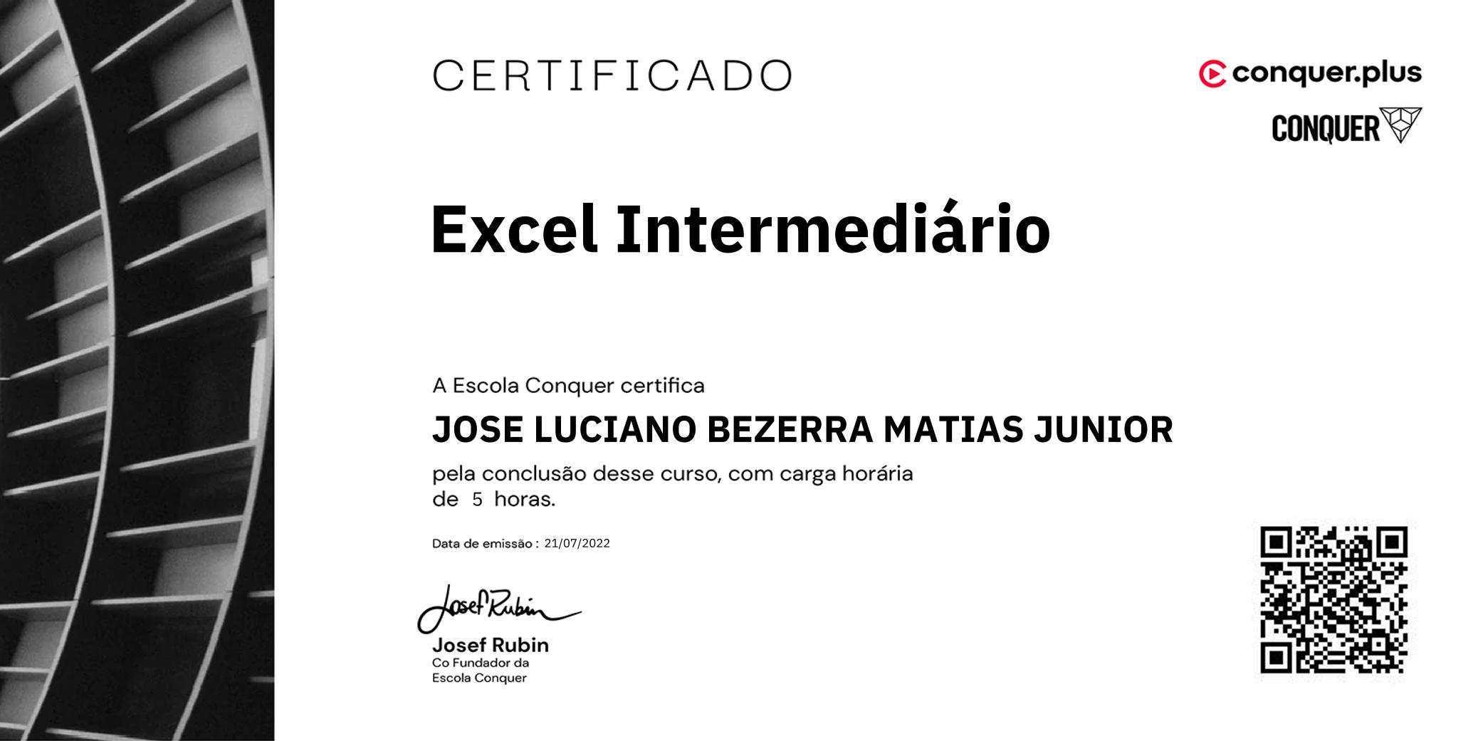 Certificado de Excel Intermediário